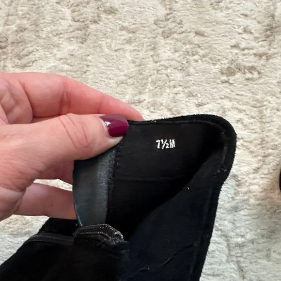 Vaneli Suede Black Ankle Boots with Tassel - Picture 5 of 5